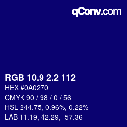 カラーコード: RGB 10.9 2.2 112 | qconv.com
