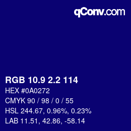 カラーコード: RGB 10.9 2.2 114 | qconv.com