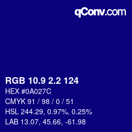 カラーコード: RGB 10.9 2.2 124 | qconv.com