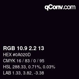 Color code: RGB 10.9 2.2 13 | qconv.com