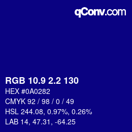 カラーコード: RGB 10.9 2.2 130 | qconv.com