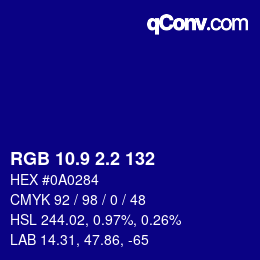 カラーコード: RGB 10.9 2.2 132 | qconv.com