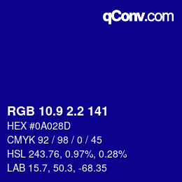 カラーコード: RGB 10.9 2.2 141 | qconv.com