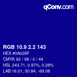 カラーコード: RGB 10.9 2.2 143 | qconv.com