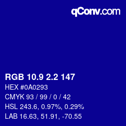 カラーコード: RGB 10.9 2.2 147 | qconv.com