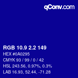 カラーコード: RGB 10.9 2.2 149 | qconv.com
