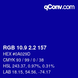 カラーコード: RGB 10.9 2.2 157 | qconv.com