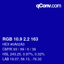 カラーコード: RGB 10.9 2.2 163 | qconv.com