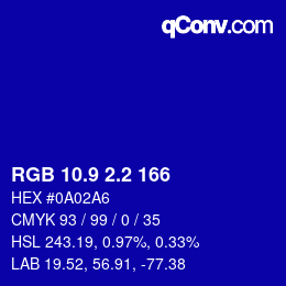 カラーコード: RGB 10.9 2.2 166 | qconv.com