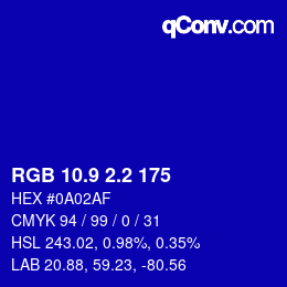カラーコード: RGB 10.9 2.2 175 | qconv.com