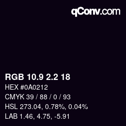 Color code: RGB 10.9 2.2 18 | qconv.com
