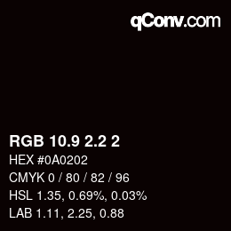 カラーコード: RGB 10.9 2.2 2 | qconv.com