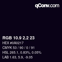 Color code: RGB 10.9 2.2 23 | qconv.com