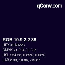 Color code: RGB 10.9 2.2 38 | qconv.com