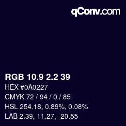 カラーコード: RGB 10.9 2.2 39 | qconv.com
