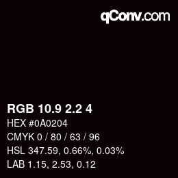 カラーコード: RGB 10.9 2.2 4 | qconv.com