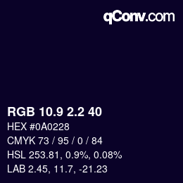 カラーコード: RGB 10.9 2.2 40 | qconv.com