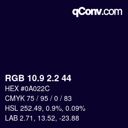 Color code: RGB 10.9 2.2 44 | qconv.com