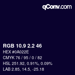 Color code: RGB 10.9 2.2 46 | qconv.com
