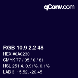 カラーコード: RGB 10.9 2.2 48 | qconv.com