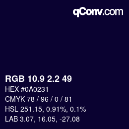 カラーコード: RGB 10.9 2.2 49 | qconv.com