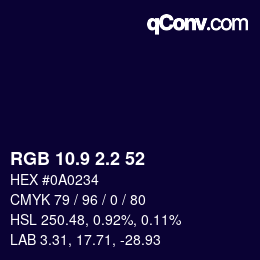 Color code: RGB 10.9 2.2 52 | qconv.com