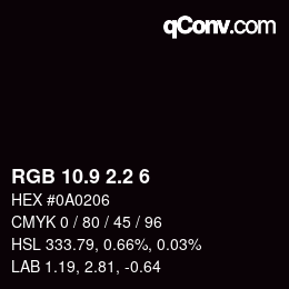 Color code: RGB 10.9 2.2 6 | qconv.com