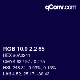 カラーコード: RGB 10.9 2.2 65 | qconv.com