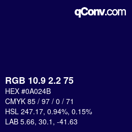 カラーコード: RGB 10.9 2.2 75 | qconv.com