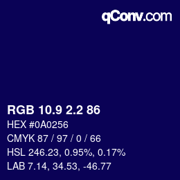 カラーコード: RGB 10.9 2.2 86 | qconv.com