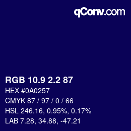 カラーコード: RGB 10.9 2.2 87 | qconv.com