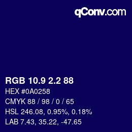 カラーコード: RGB 10.9 2.2 88 | qconv.com