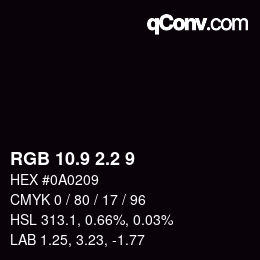 カラーコード: RGB 10.9 2.2 9 | qconv.com