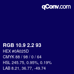 カラーコード: RGB 10.9 2.2 93 | qconv.com