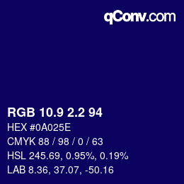 カラーコード: RGB 10.9 2.2 94 | qconv.com