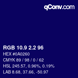 カラーコード: RGB 10.9 2.2 96 | qconv.com