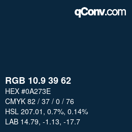 カラーコード: RGB 10.9 39 62 | qconv.com