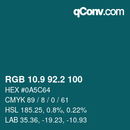 カラーコード: RGB 10.9 92.2 100 | qconv.com