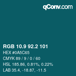 カラーコード: RGB 10.9 92.2 101 | qconv.com