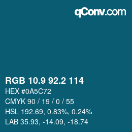Color code: RGB 10.9 92.2 114 | qconv.com