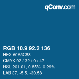 Color code: RGB 10.9 92.2 136 | qconv.com