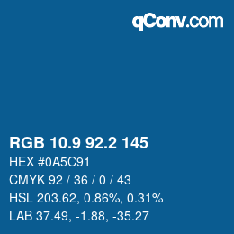 Color code: RGB 10.9 92.2 145 | qconv.com