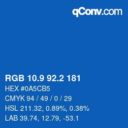 カラーコード: RGB 10.9 92.2 181 | qconv.com