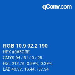 カラーコード: RGB 10.9 92.2 190 | qconv.com