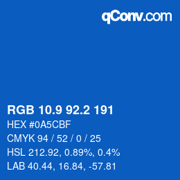 カラーコード: RGB 10.9 92.2 191 | qconv.com