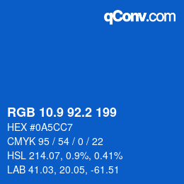 カラーコード: RGB 10.9 92.2 199 | qconv.com