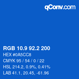 カラーコード: RGB 10.9 92.2 200 | qconv.com