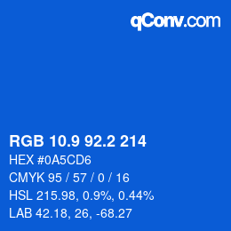 Color code: RGB 10.9 92.2 214 | qconv.com