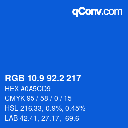 Farbcode: RGB 10.9 92.2 217 | qconv.com