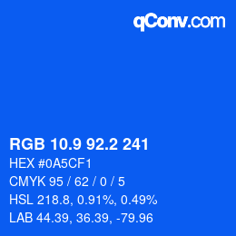 カラーコード: RGB 10.9 92.2 241 | qconv.com